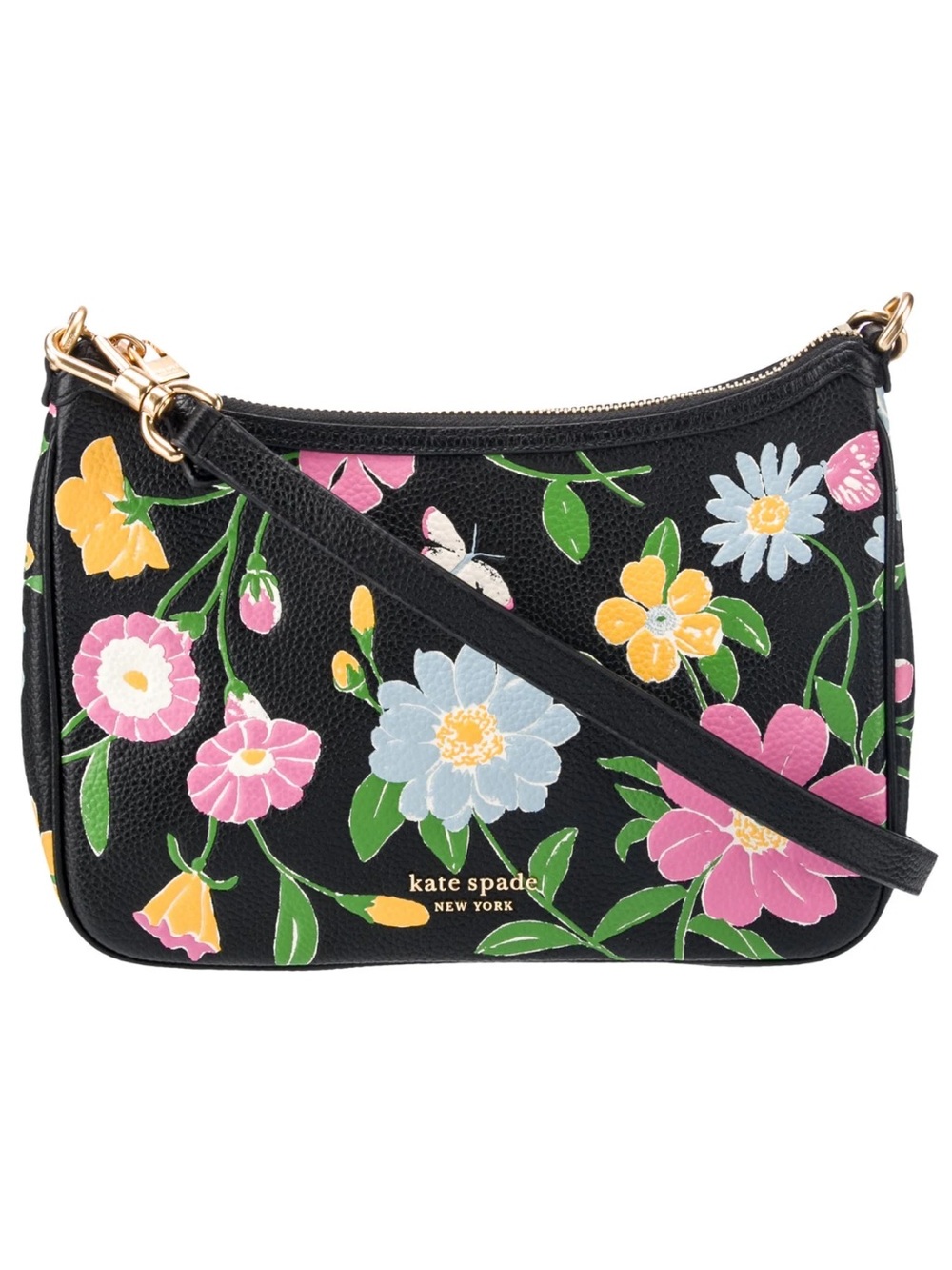 kate spade Sam Shoulder Bag in Black Multi Floral Garden NWT